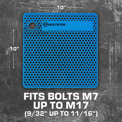 Boltster tray shown with hand for scale showing large-format capacity
