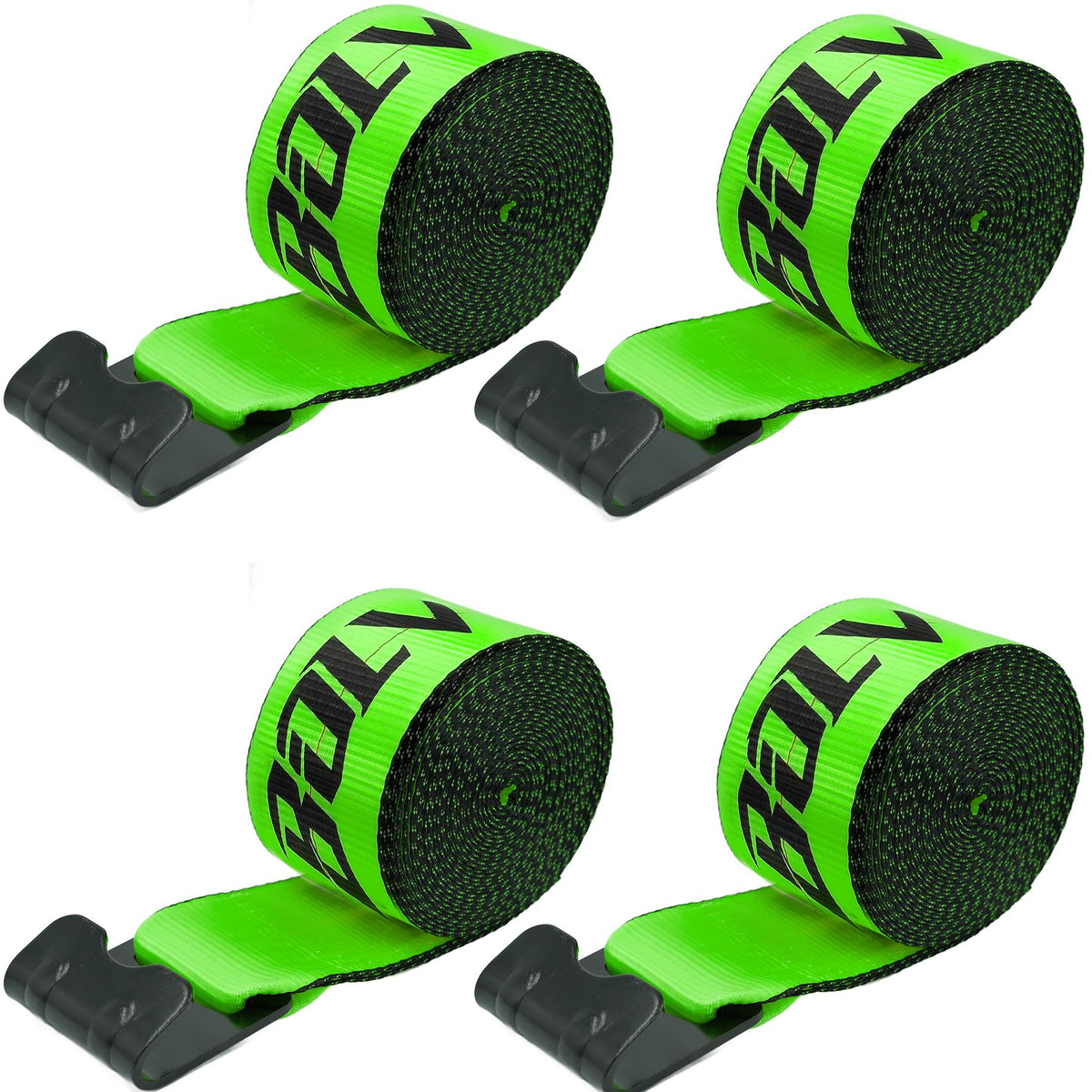 Bolvixor 4-pack winch straps front view showing size and pack benefit