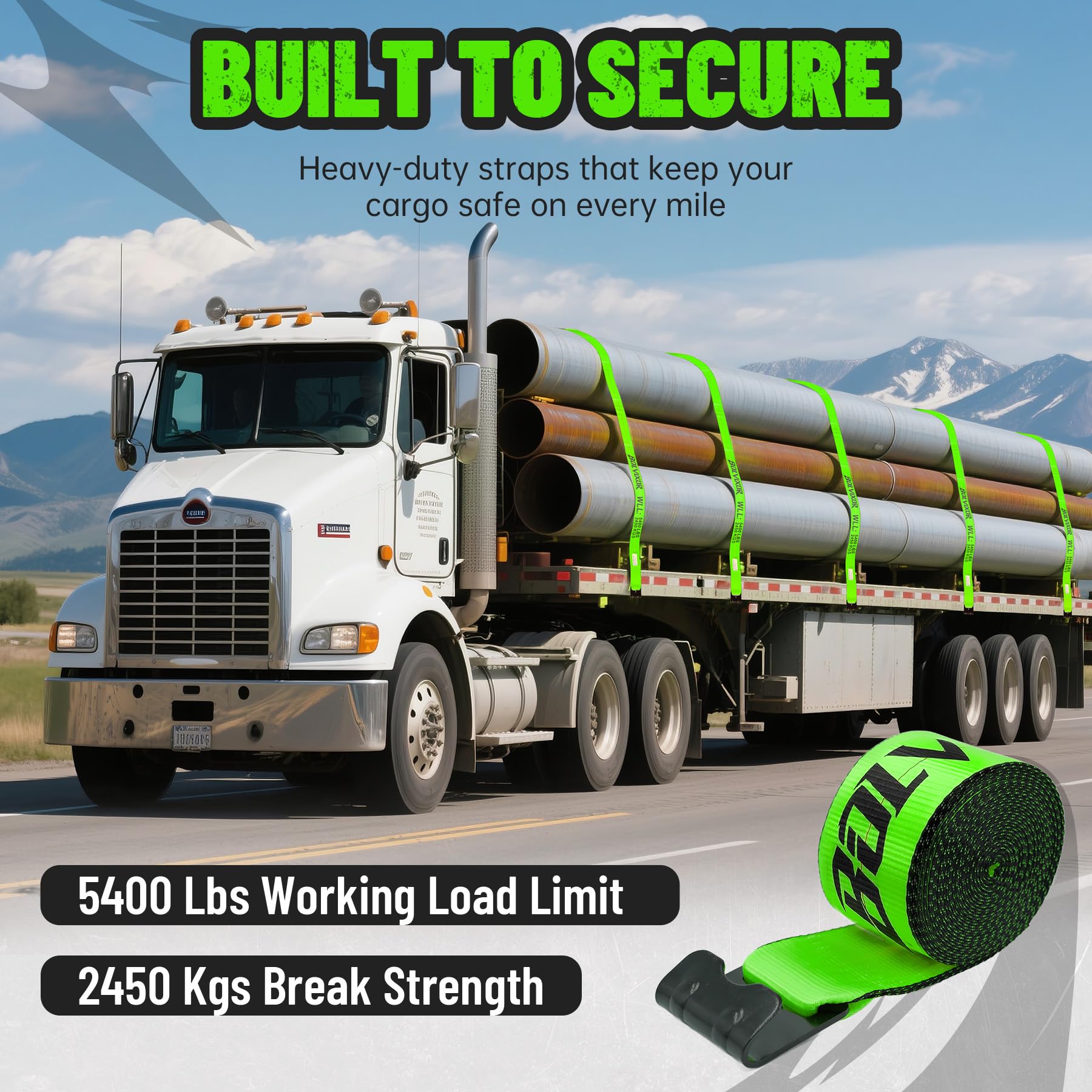 Bolvixor straps in use on flatbed truck accelerating securement time