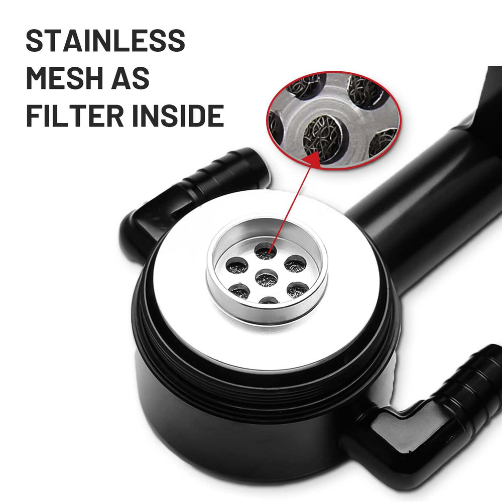 BOMLING 4oz reservoir next to ruler to show compact, space-saving capacity