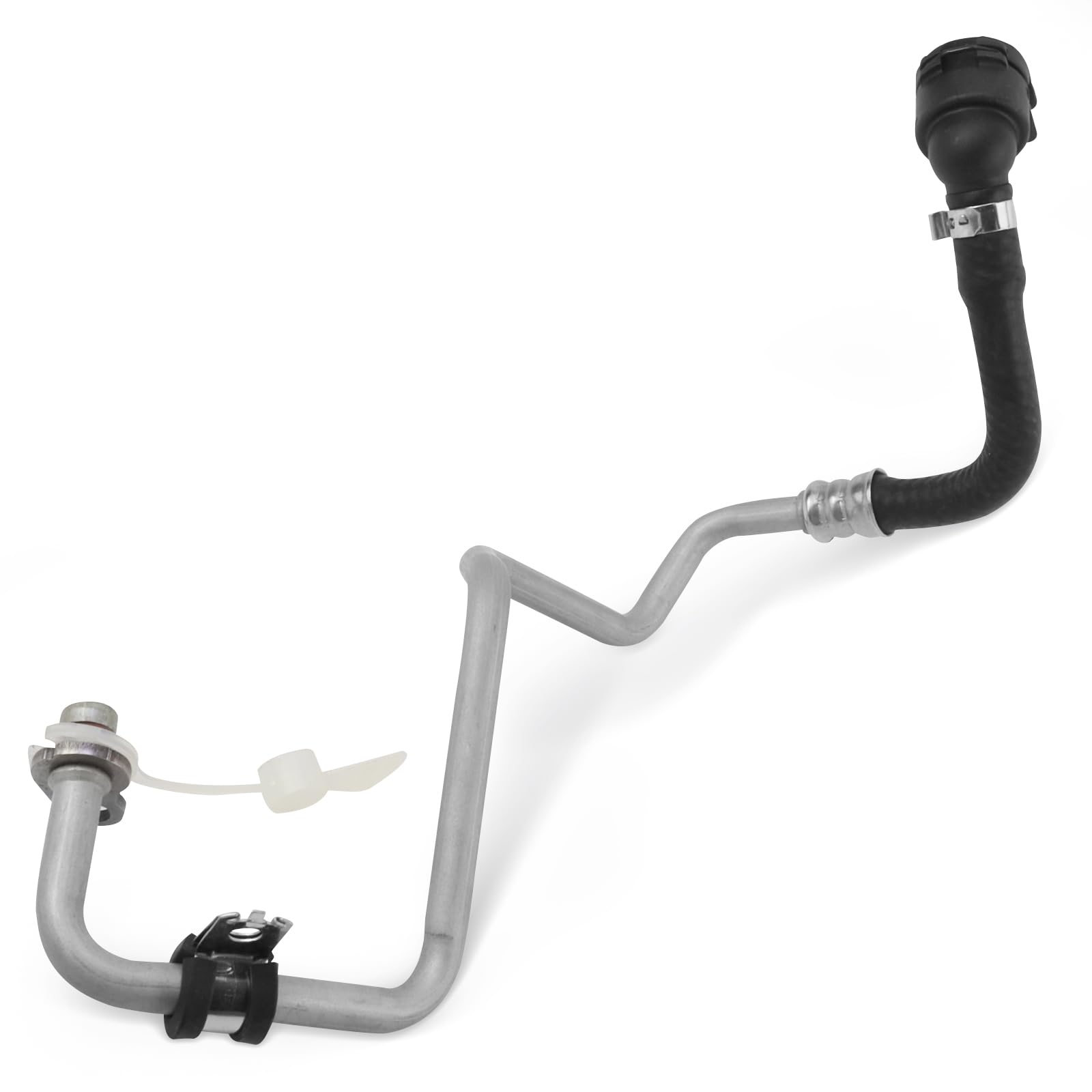 Bomunik front view of turbo coolant return line showing shape and fit benefit
