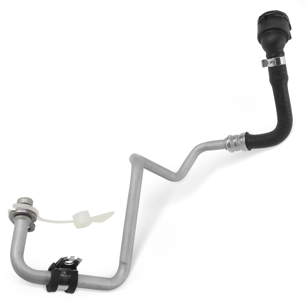 Bomunik front view of turbo coolant return line showing shape and fit benefit