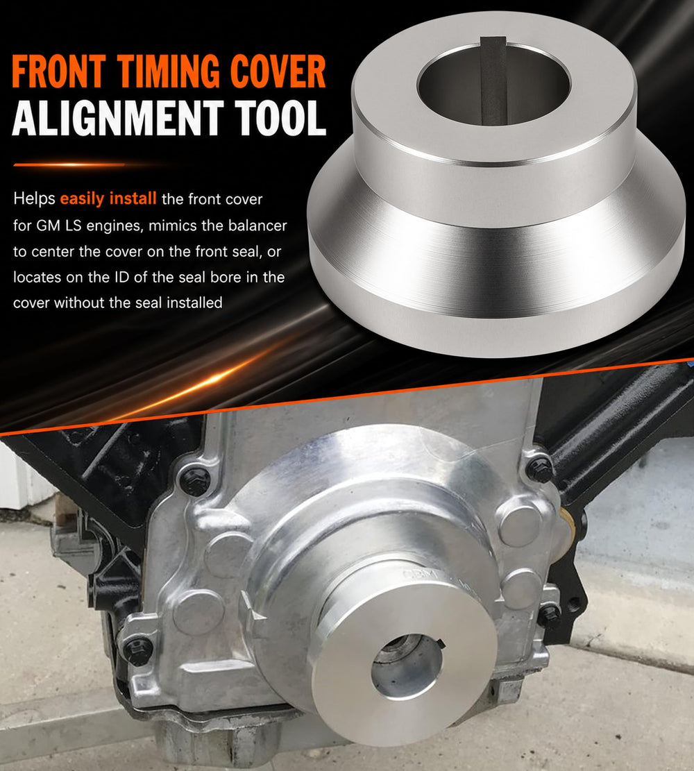 Bonbo tools positioned on an LS engine demonstrating simplified engine assembly