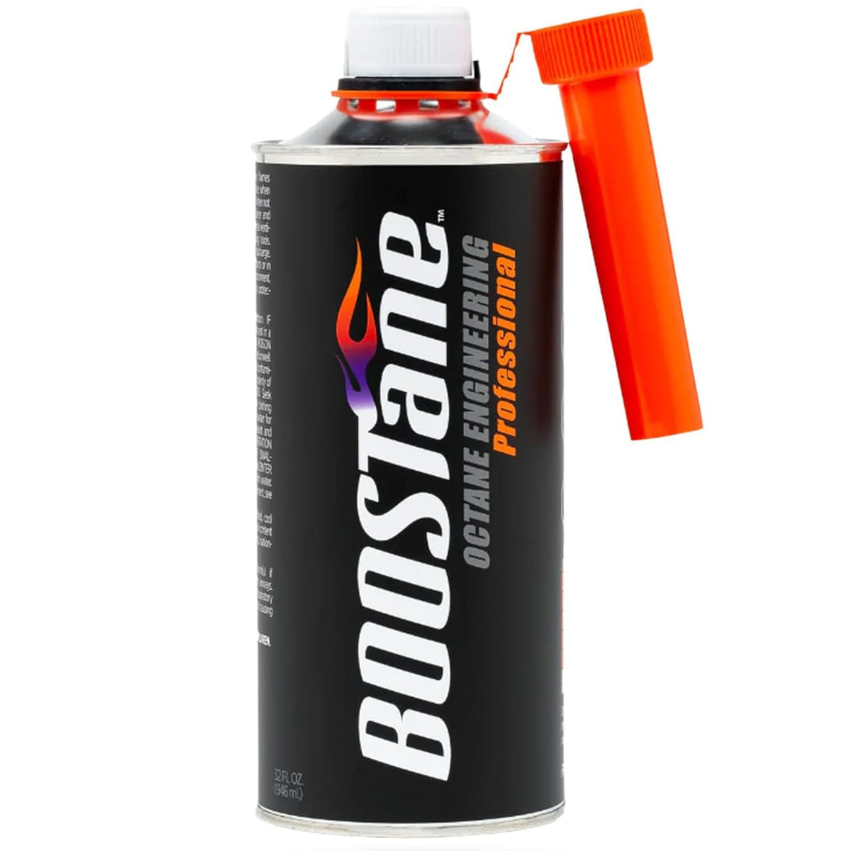 BOOSTane professional front packaging showing 32oz bottle and racing branding, clear dosing benefit
