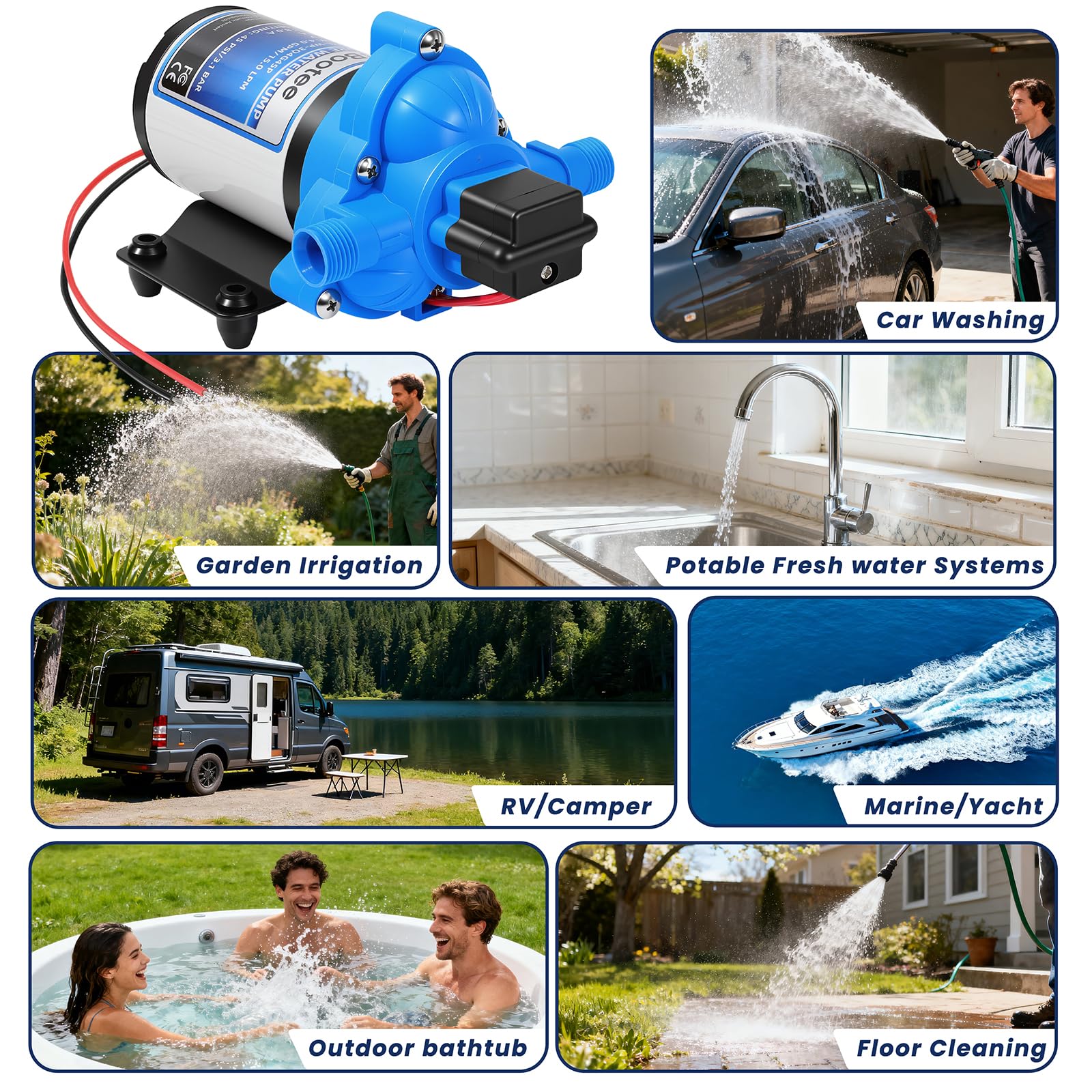 Bootee pump label and flow diagram illustrating 4.0 GPM performance benefits