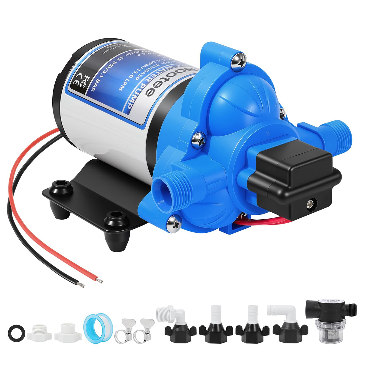 Bootee front view of pump showing compact housing and easy mounting benefits