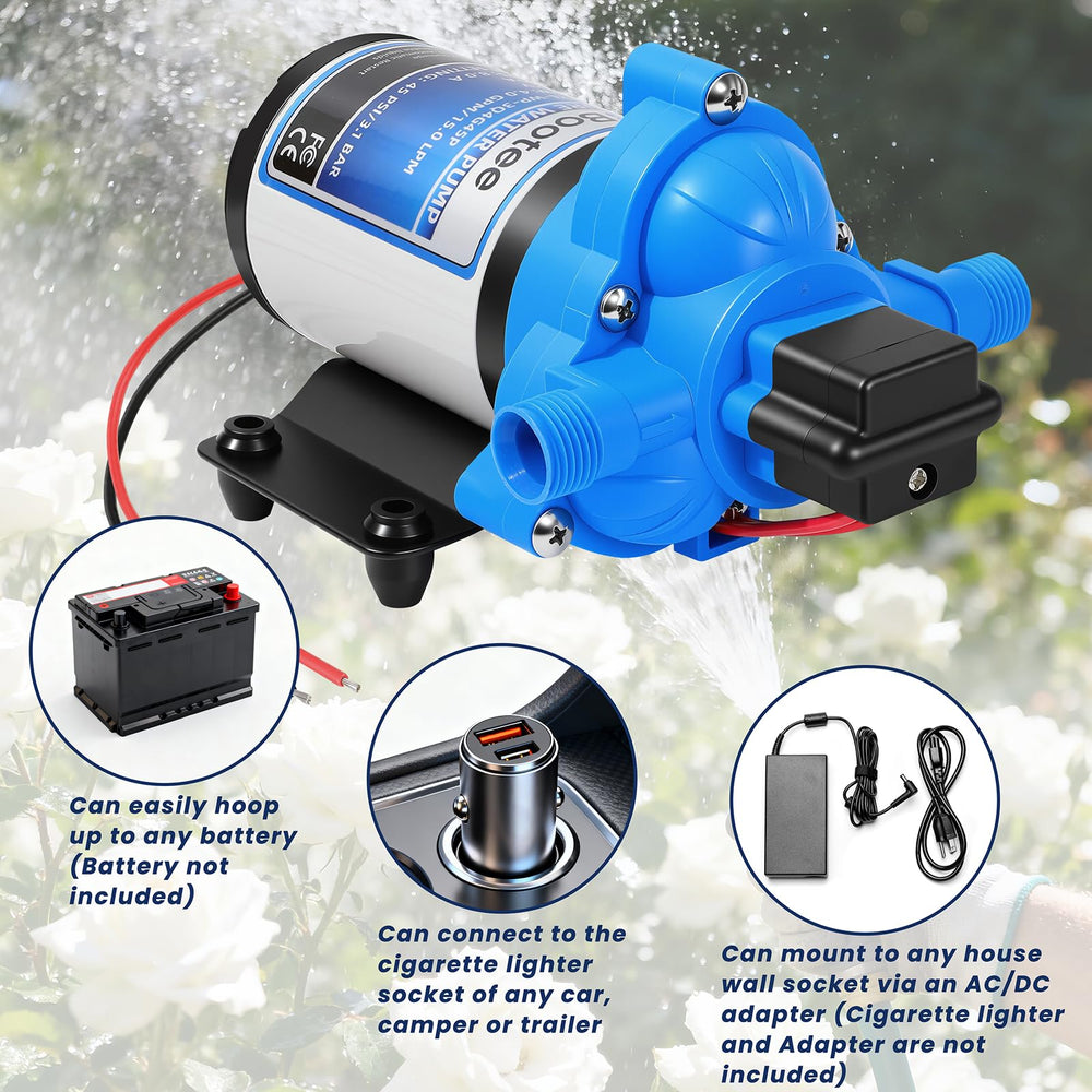 Bootee pump installed under RV sink providing steady water flow for comfort
