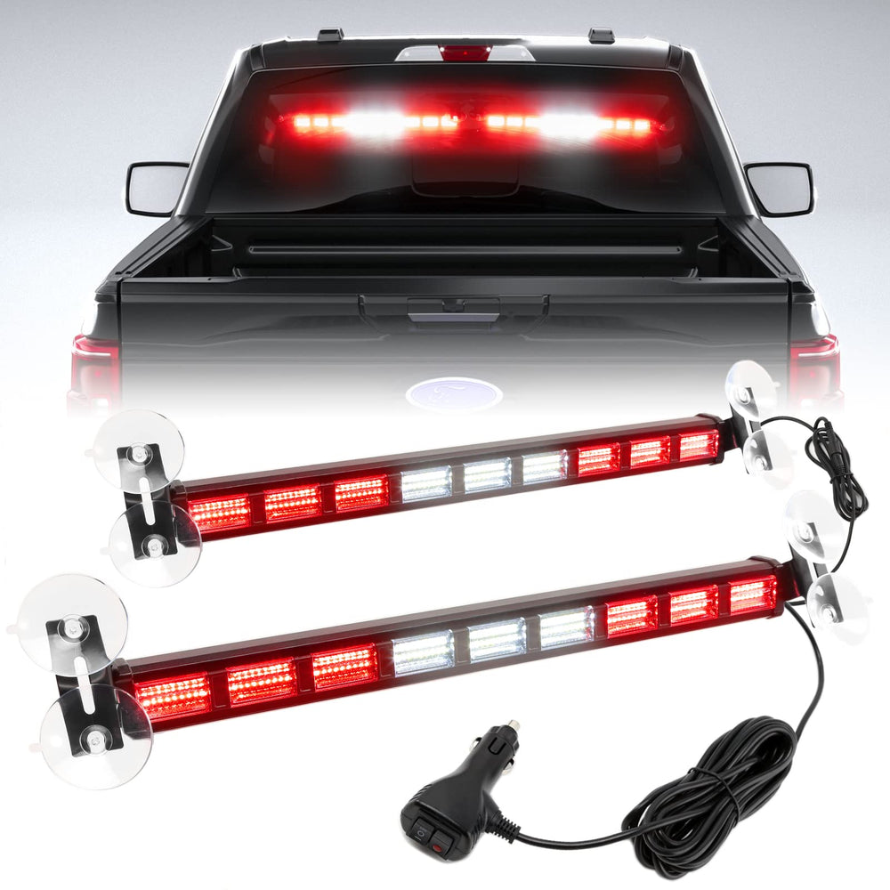 BooYu strobe light bar front view showing bright LEDs and slim profile for visibility