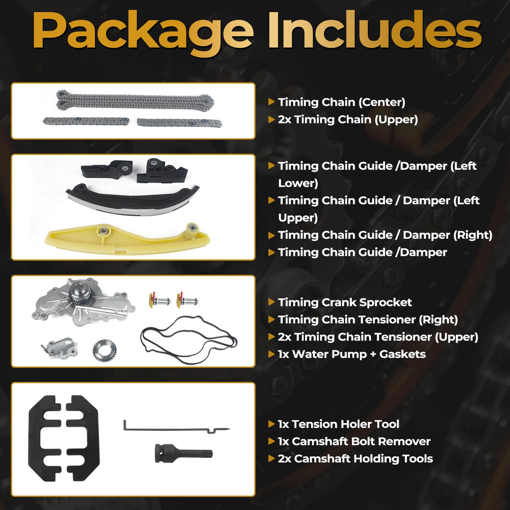 Bopowo guide rails and tensioners layout illustrating complete replacement components for reliable timing