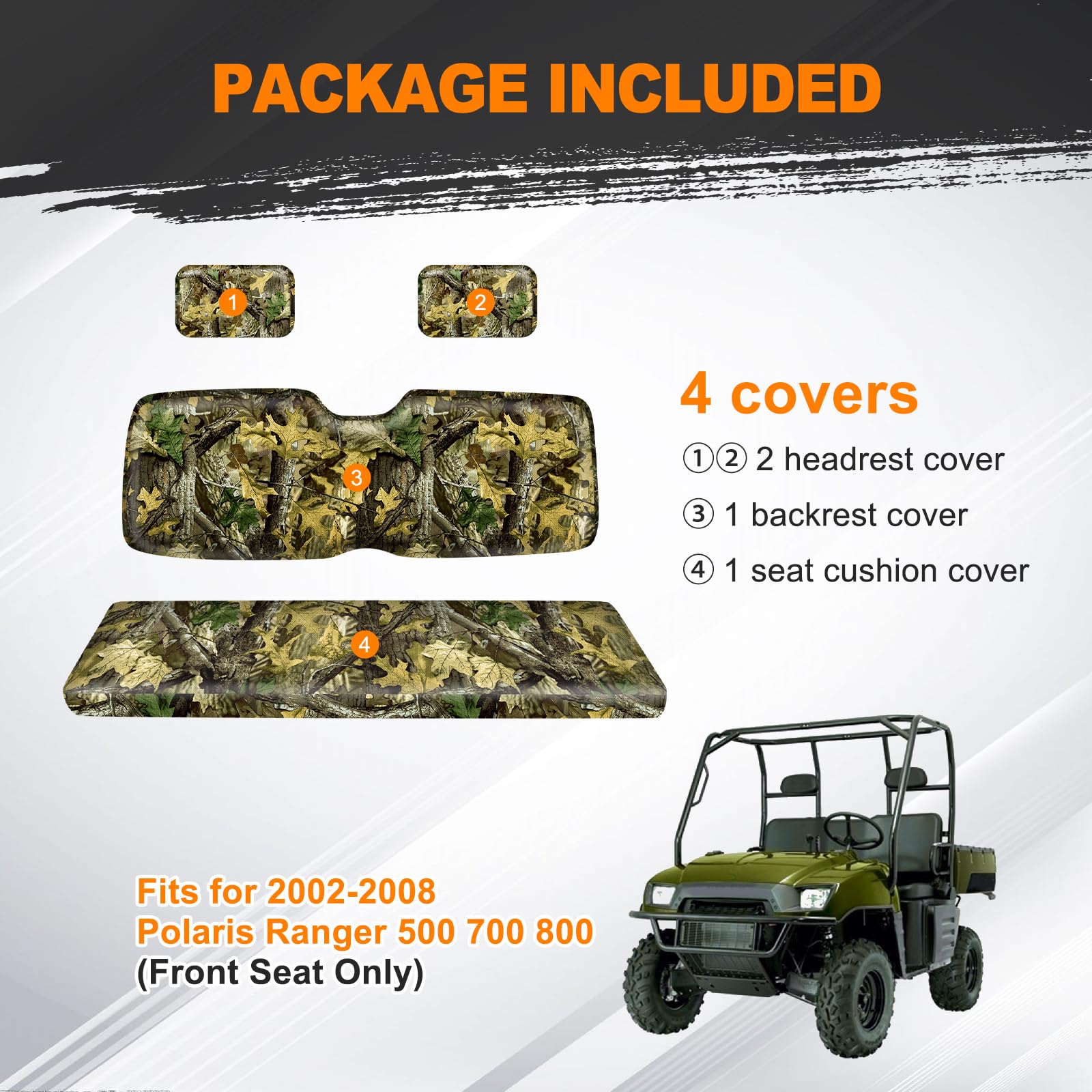 BORDAN headrest and backrest detail highlighting camo pattern and snug finish
