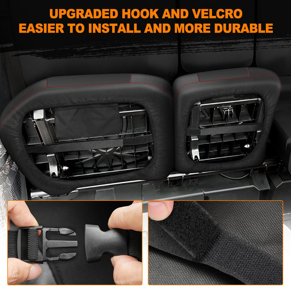 BORDAN headrest cover detail illustrating snug fit and easy installation advantage