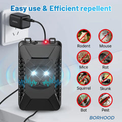 BORHOOD repellent mounted under car hood illustrating secure placement and engine protection