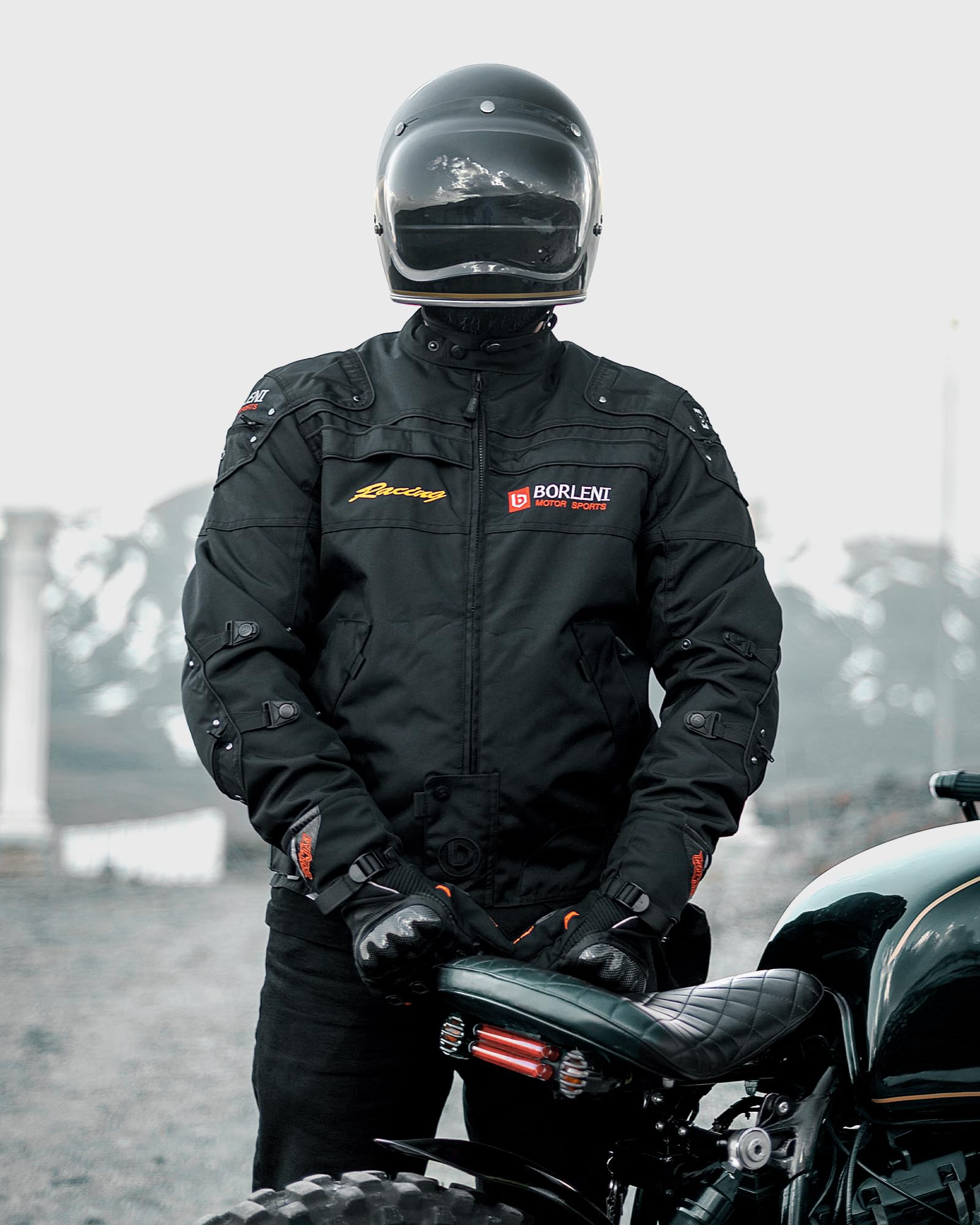 BORLENI close-up of shoulder and elbow CE armor demonstrating safety padding