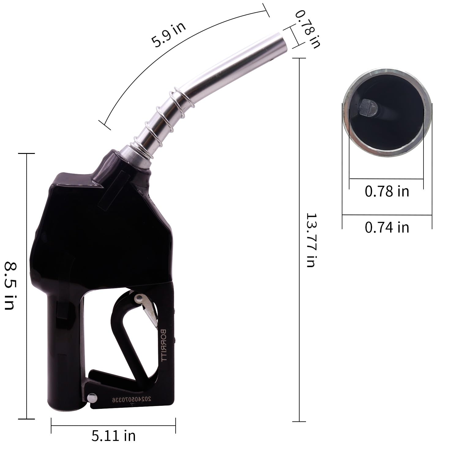 BORRITT closeup of spout sensor demonstrating automatic shut-off safety