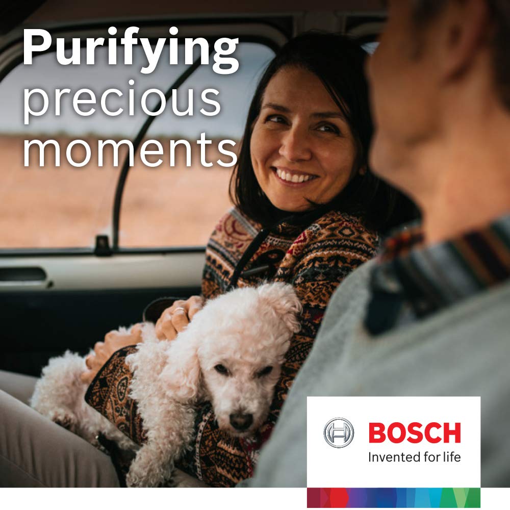 Bosch cabin filter installed in vehicle HVAC slot demonstrating easy fit