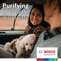 Bosch cabin filter installed in vehicle HVAC slot demonstrating easy fit