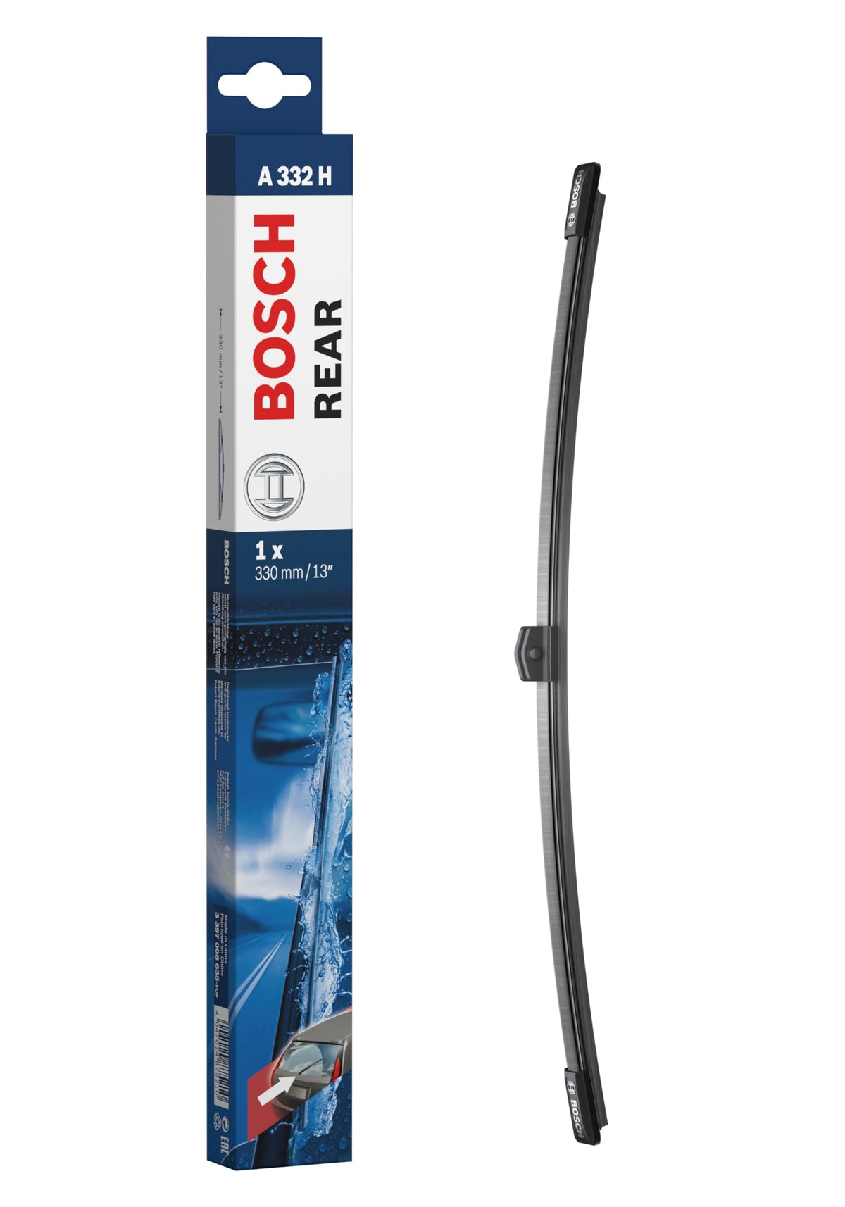 Bosch A332H front packaging showing product and sizing benefit