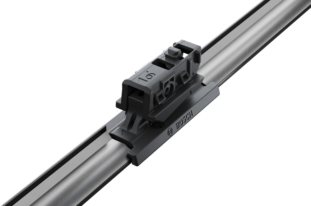 BOSCH AeroTwin installed wiping a windshield showing clear-visibility benefit