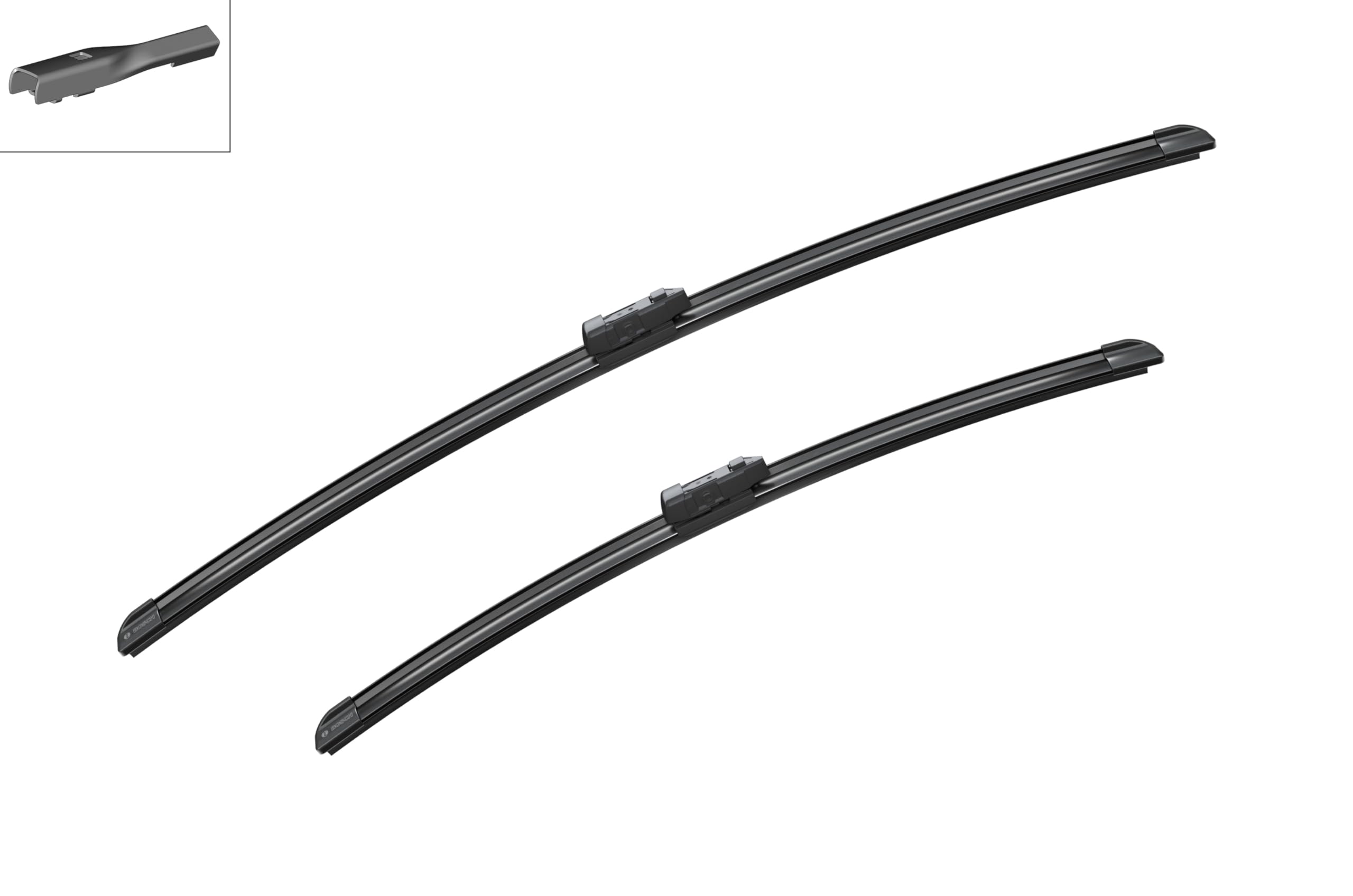 Bosch AeroTwin next to ruler scale comparison showing exact 26 and 20 inch sizes