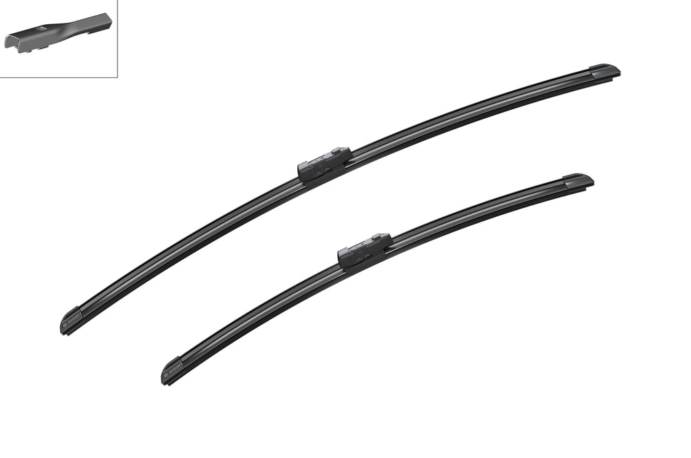 Bosch AeroTwin next to ruler scale comparison showing exact 26 and 20 inch sizes