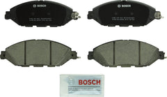 Bosch BC1649 front packaging showing full pad set and hardware, Bosch reliable replacement