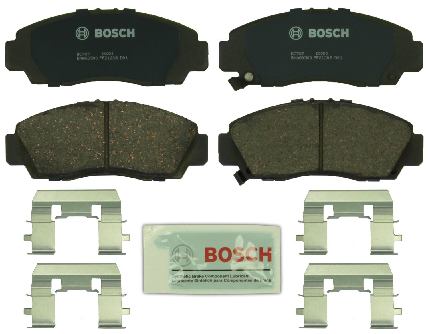 Bosch BC787 pad close-up of ceramic friction surface highlighting even wear and low-dust benefit