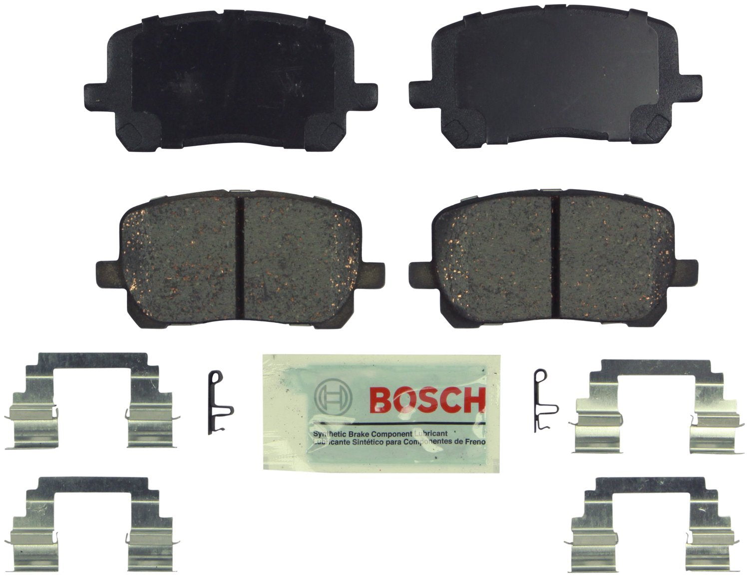 Bosch BE923H front pads front view showing complete kit and easy installation benefit