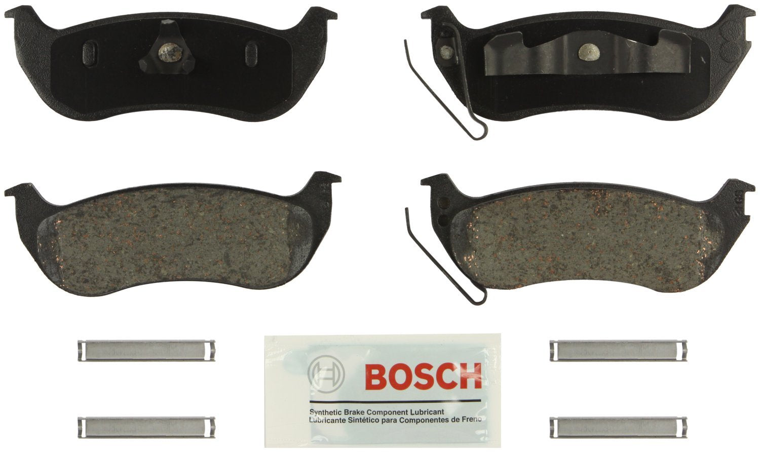 Bosch BE964H rear pads in packaging showing complete axle kit and ready install benefit