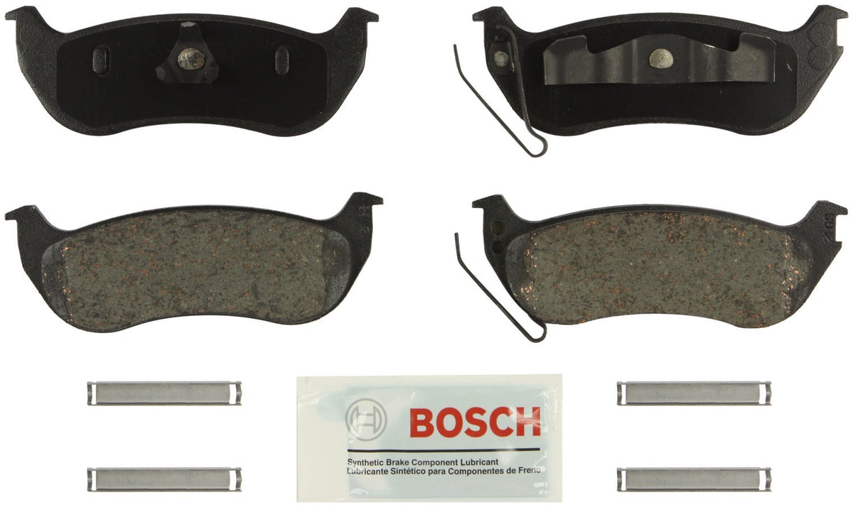 Bosch BE964H rear pads in packaging showing complete axle kit and ready install benefit