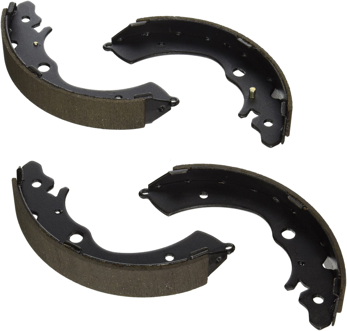Bosch BS627 rear drum brake shoes front view showing fit and durable finish