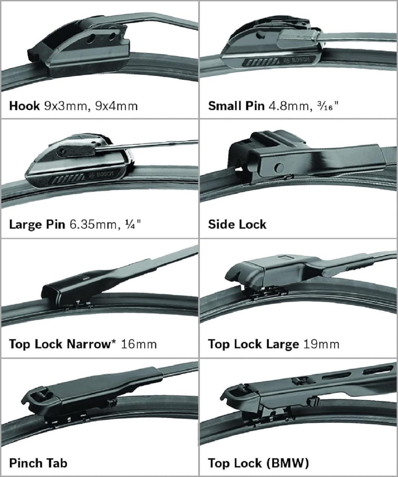 bosch blade adapter set detail showing multi-fit convenience benefit