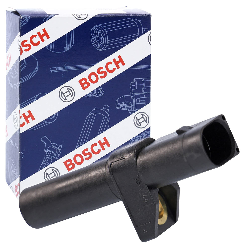 Bosch crankshaft sensor front view showing robust build and reliable replacement benefit