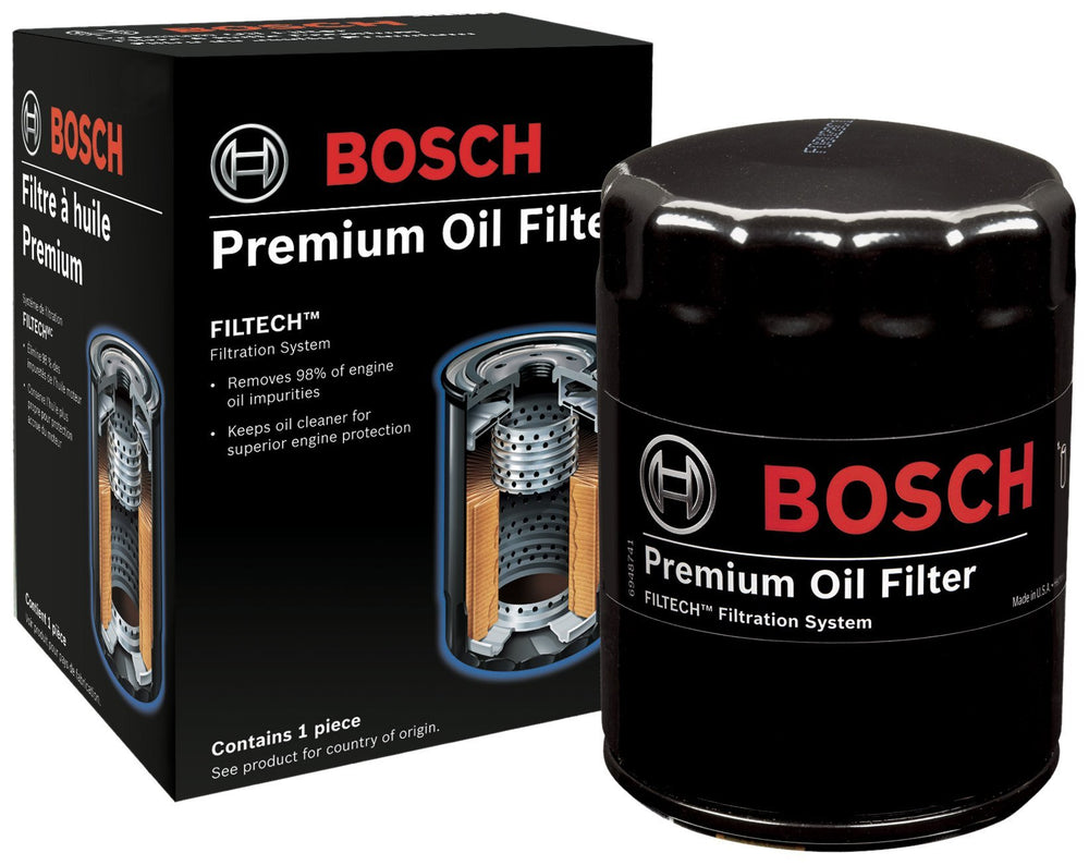 Bosch FILTECH media close-up highlighting filtration efficiency benefit