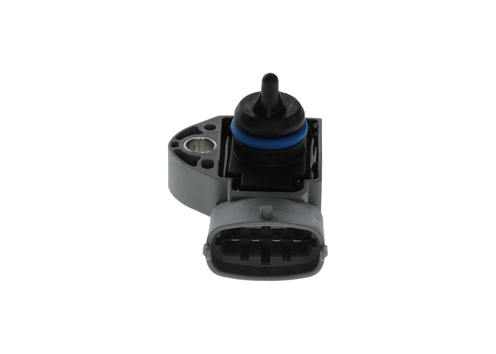 Bosch fuel pressure sensor front view showing housing and mounting for reliable fit