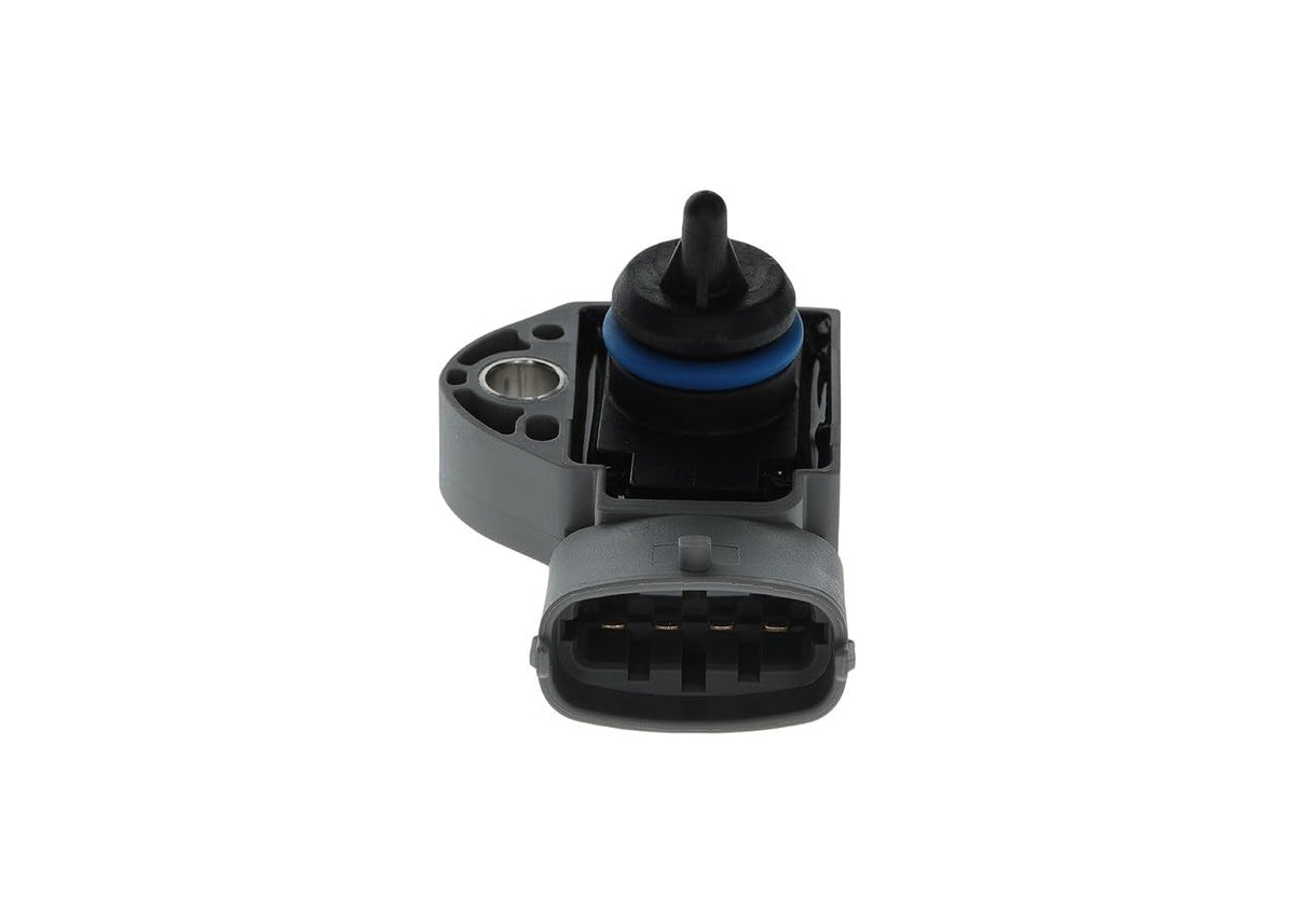 Bosch fuel pressure sensor front view showing housing and mounting for reliable fit