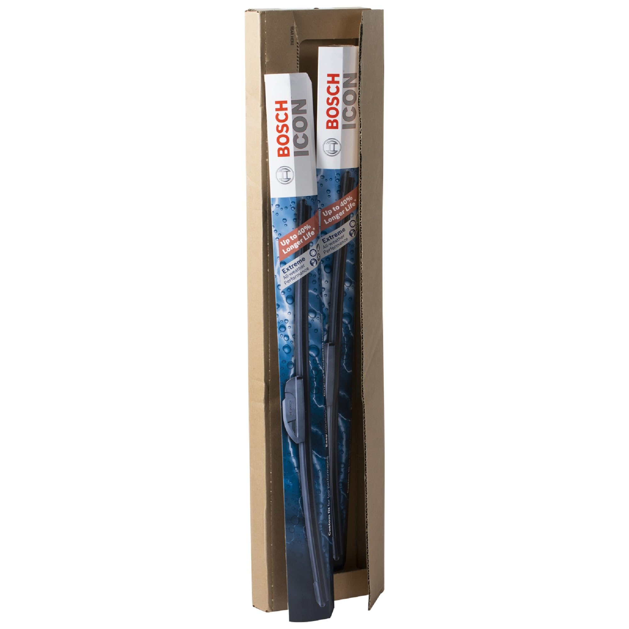 Bosch ICON close-up of fx dual rubber edge demonstrating long-lasting wipe performance