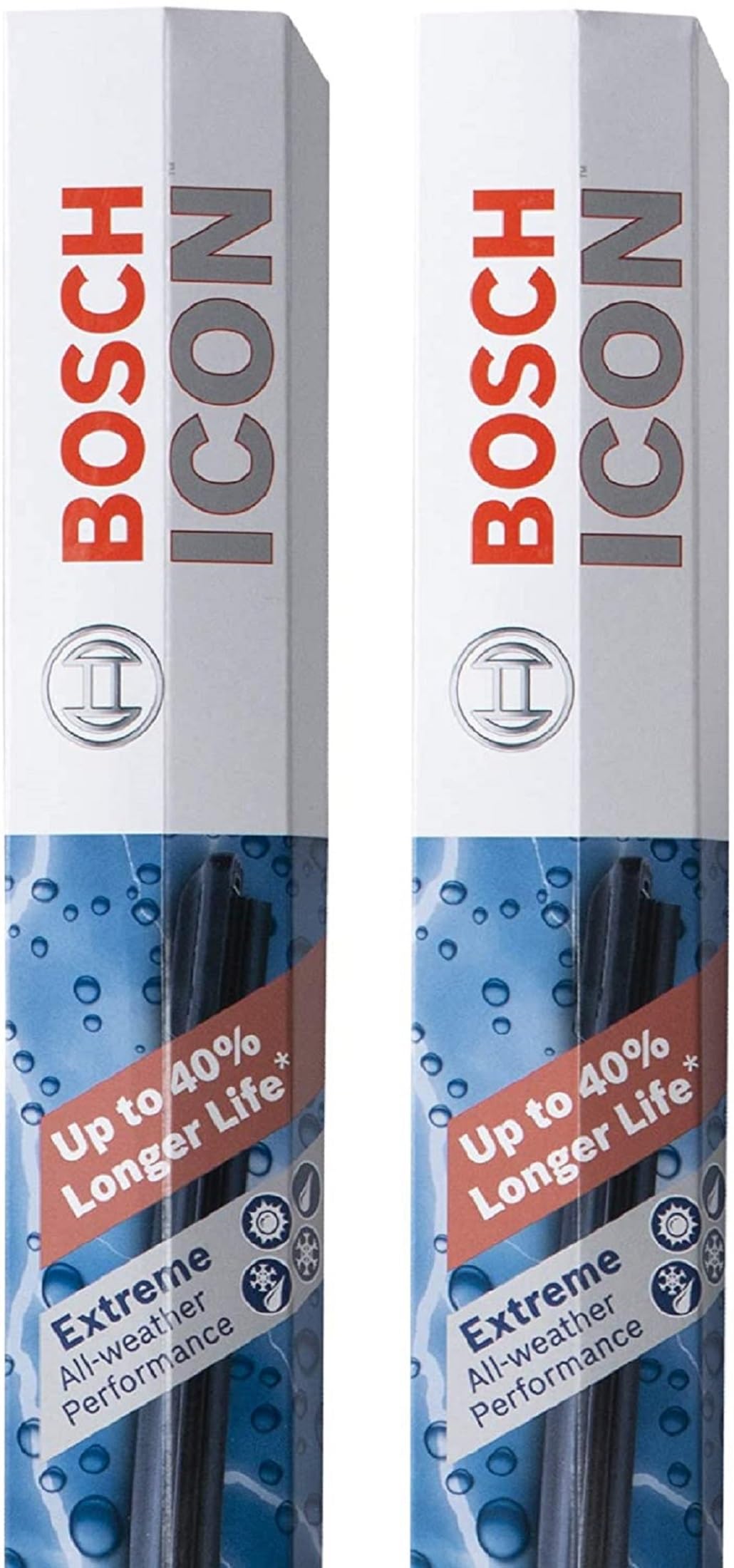 Bosch ICON front packaging showing the two-blade set and clear product benefits