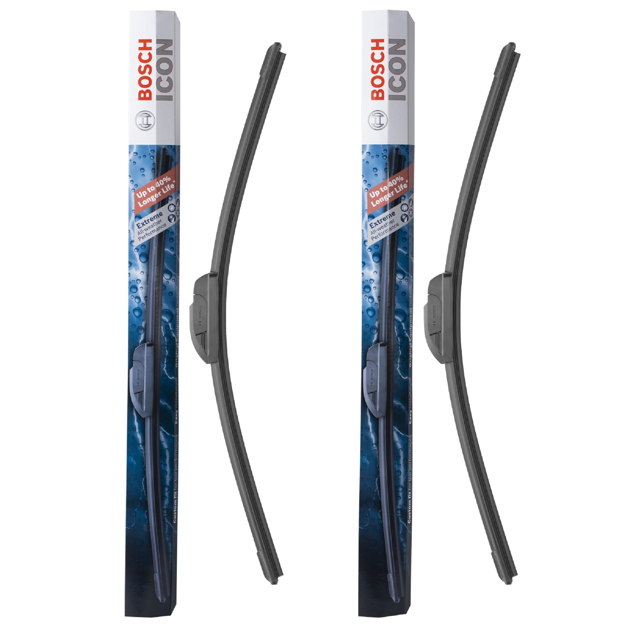 Bosch ICON spoiler detail highlighting aerodynamic design for reduced lift at speed
