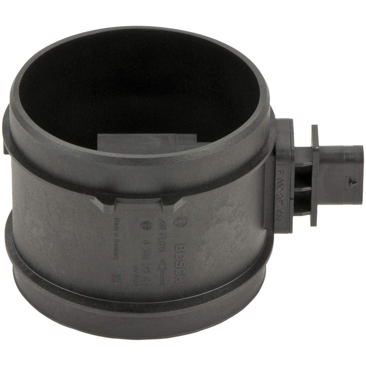 Bosch MAF sensor next to ruler showing scale for accurate sizing before purchase