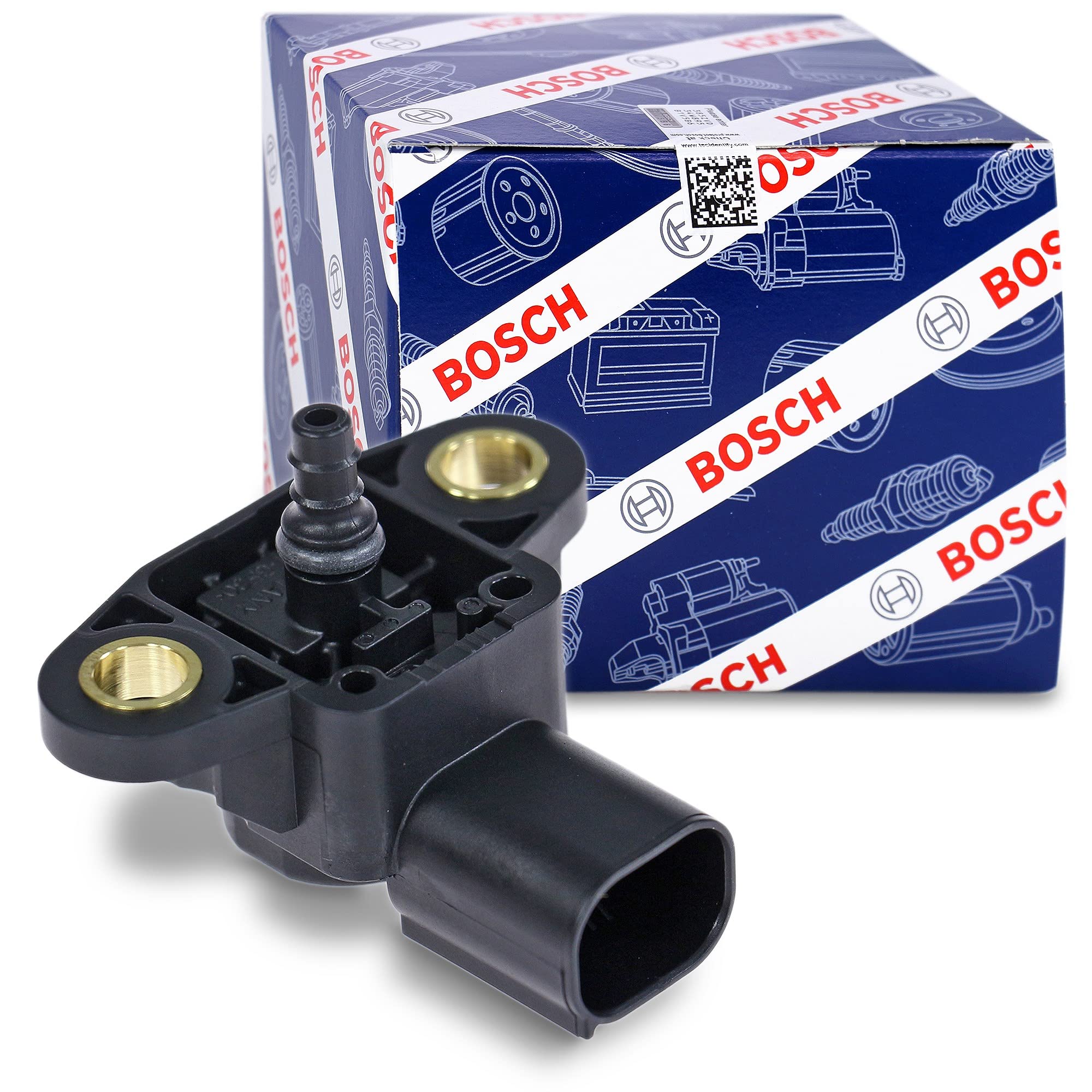 Bosch MAP sensor next to ruler showing scale for correct replacement fit