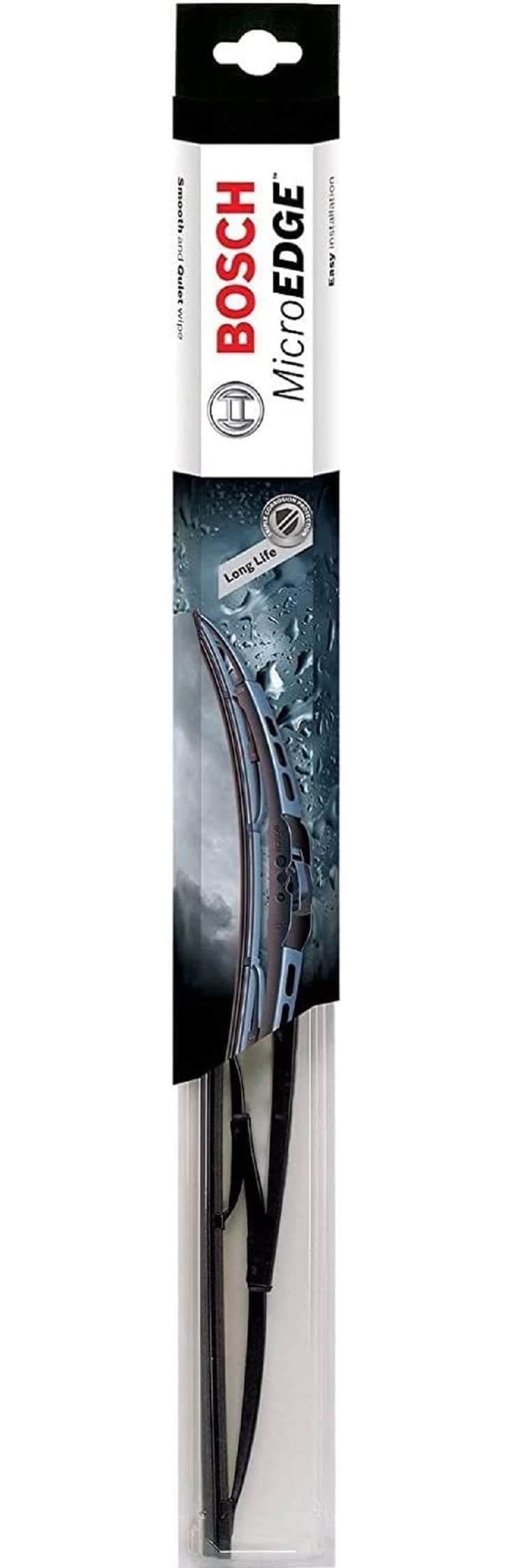 Bosch MicroEdge front profile showing blade and frame, clear visibility benefit