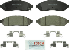 Bosch QuietCast BC1094 front packaging showing pads and included hardware for reliable fit