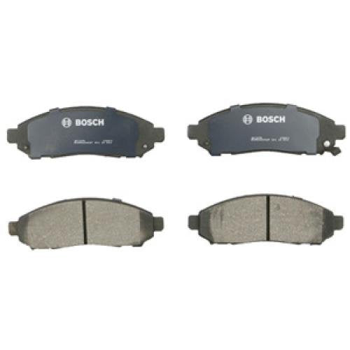Close-up of Bosch QuietCast BC1094 pad shim and ceramic surface highlighting noise reduction