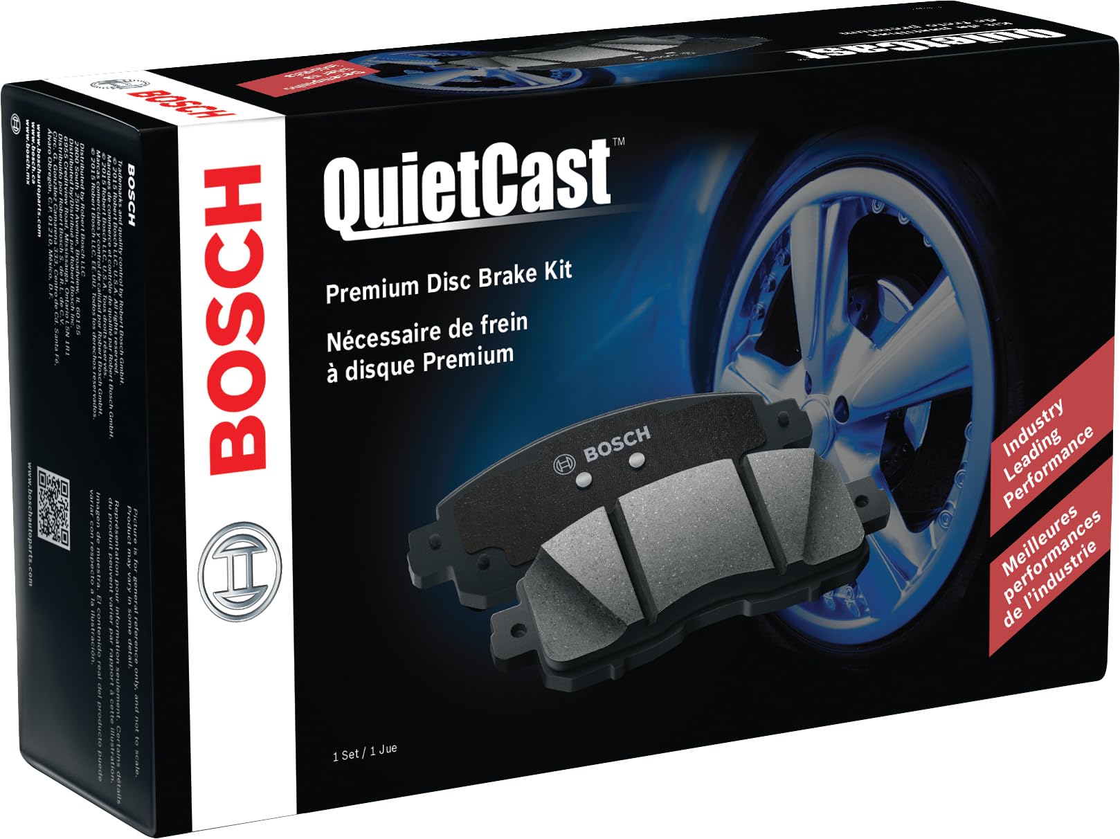 Bosch QuietCast BC1878 close-up of molded shim and ceramic friction for low noise