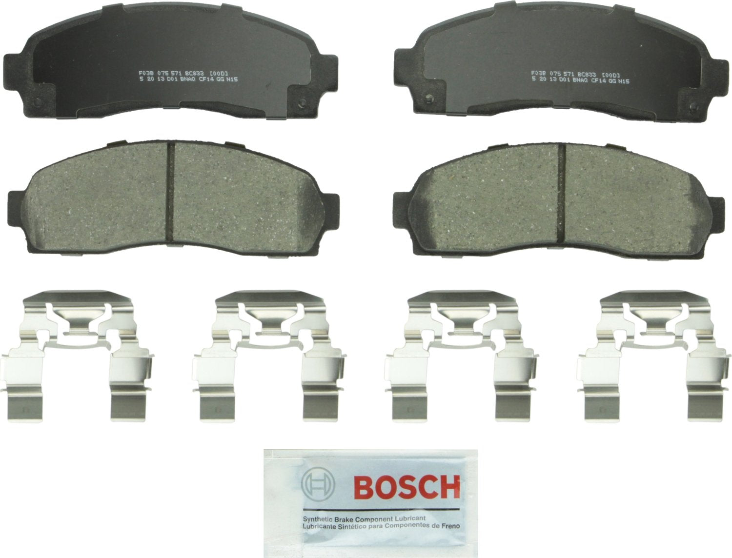 Bosch QuietCast BC833 front packaging showing included components and benefits
