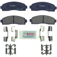 Bosch QuietCast BC833 pad close-up highlighting molded shim and quieting benefit