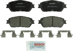 Bosch QuietCast front packaging showing kit contents and fitment benefit
