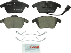 Bosch QuietCast front pad set displayed flat for easy identification and quick fit check