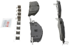 Bosch QuietCast front-facing brake pad highlighting ceramic surface for consistent stopping