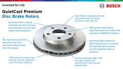 Bosch QuietCast rotor installed on rear wheel showcasing direct-fit reliability